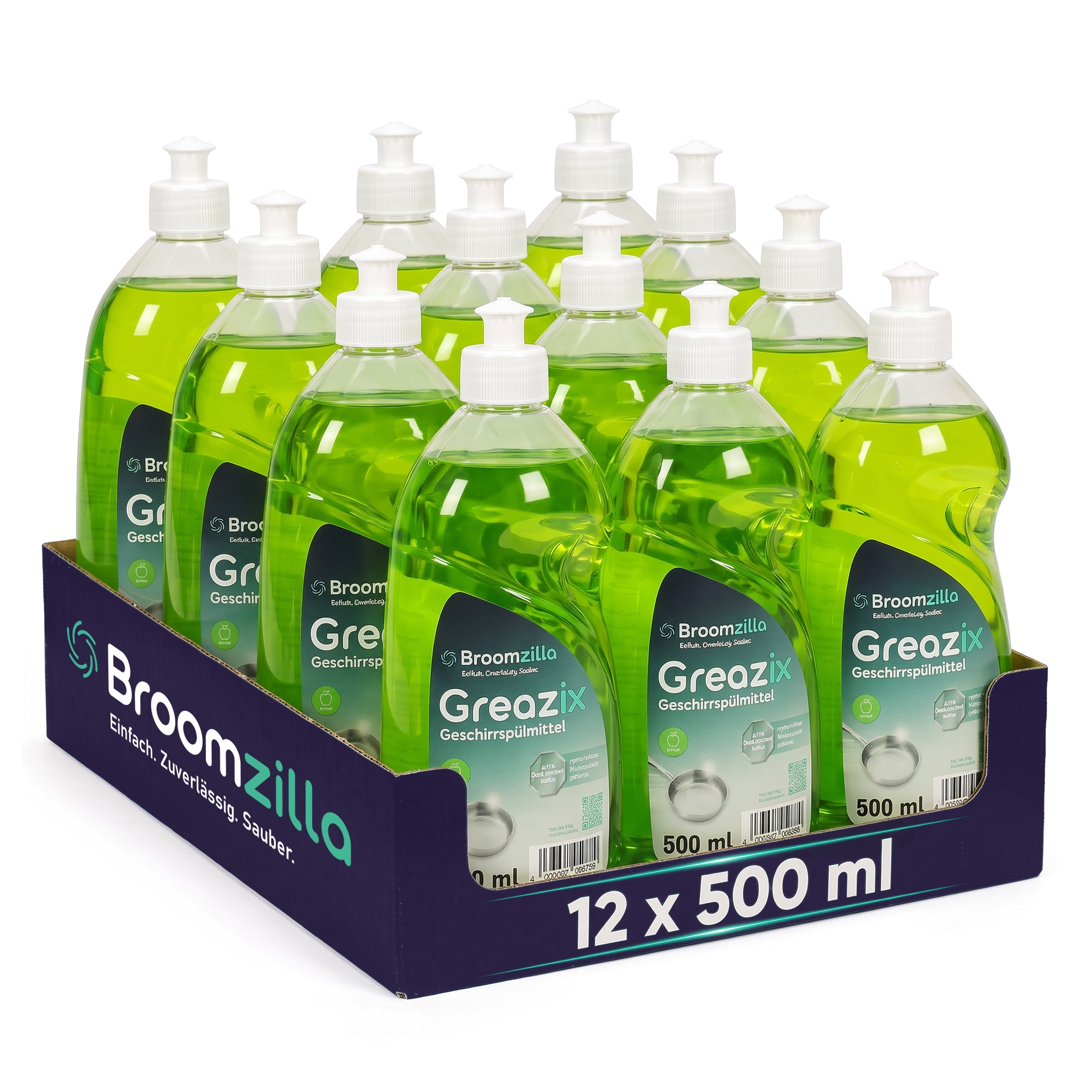 Broomzilla Geschirrspülmittel Greazix Apfel 500 ml (12er-Pack)